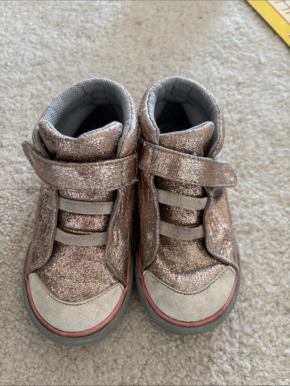 See Kai Run Metallic Rose Gold High-Top Sneakers
